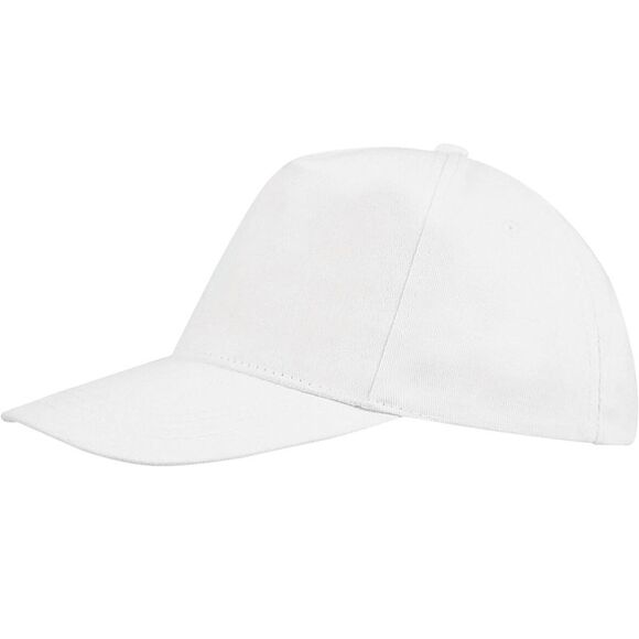 SOLS Unisex Buzz 5 Panel Baseball Cap / White - Picture 2 of 5